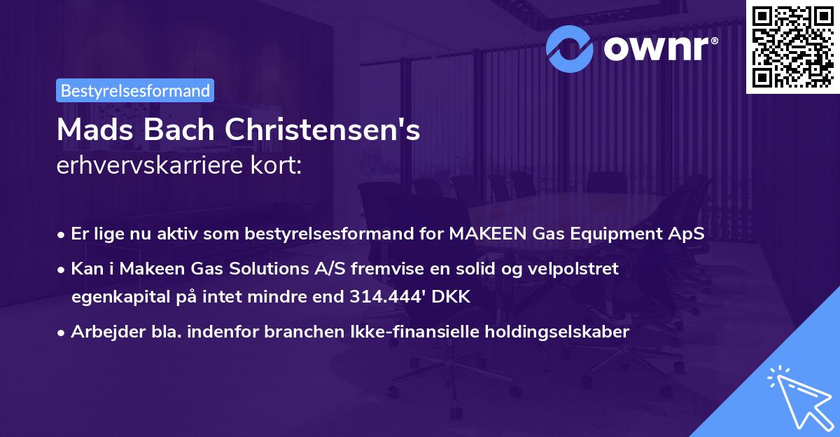Mads Bach Christensen's erhvervskarriere kort