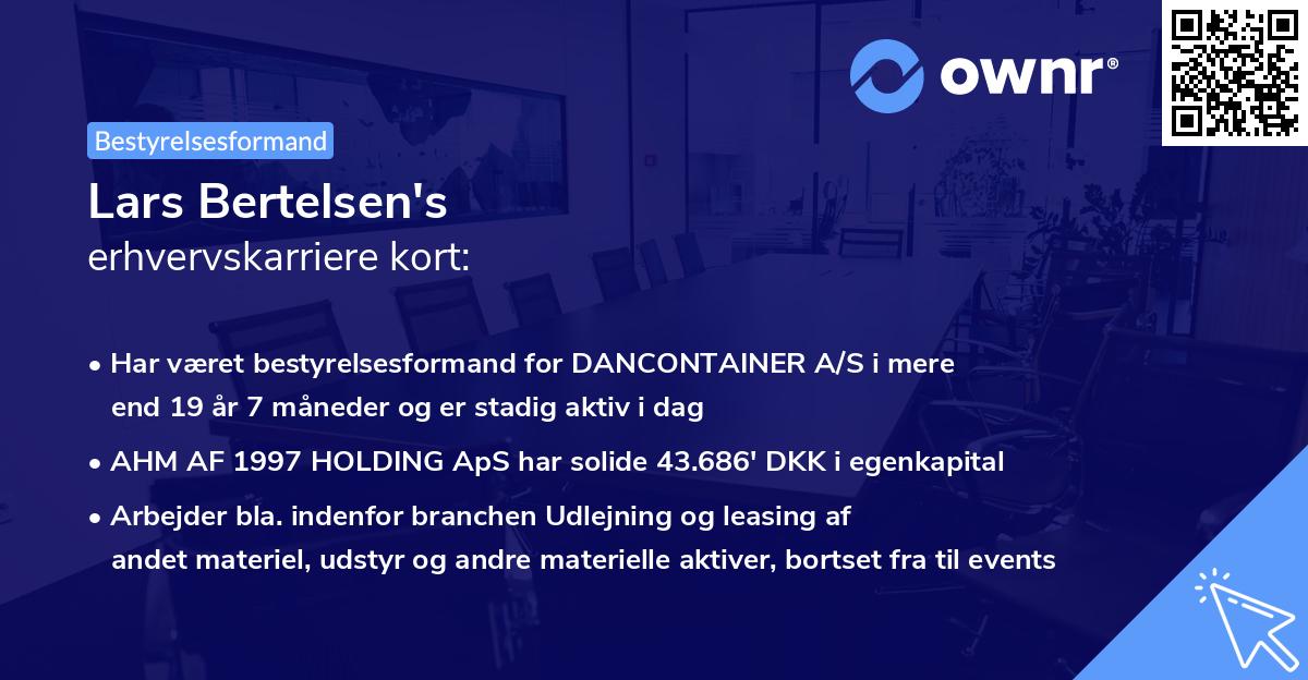 Lars Bertelsen's erhvervskarriere kort