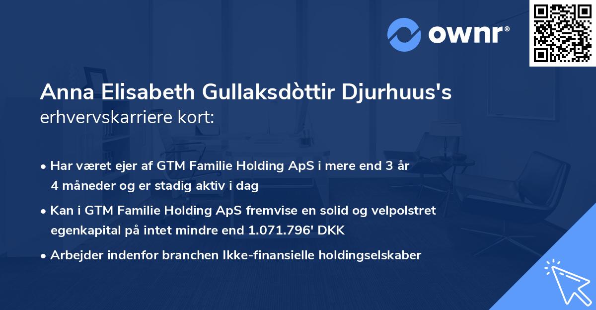 Anna Elisabeth Gullaksdòttir Djurhuus's erhvervskarriere kort