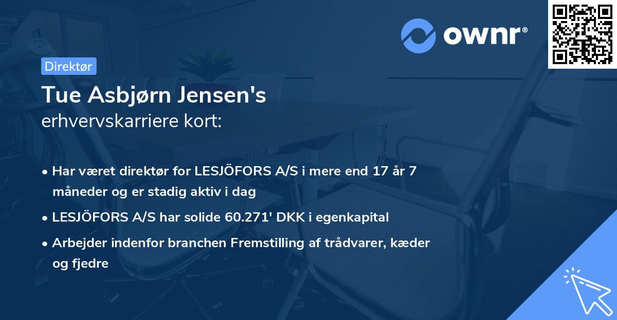 Tue Asbjørn Jensen's erhvervskarriere kort