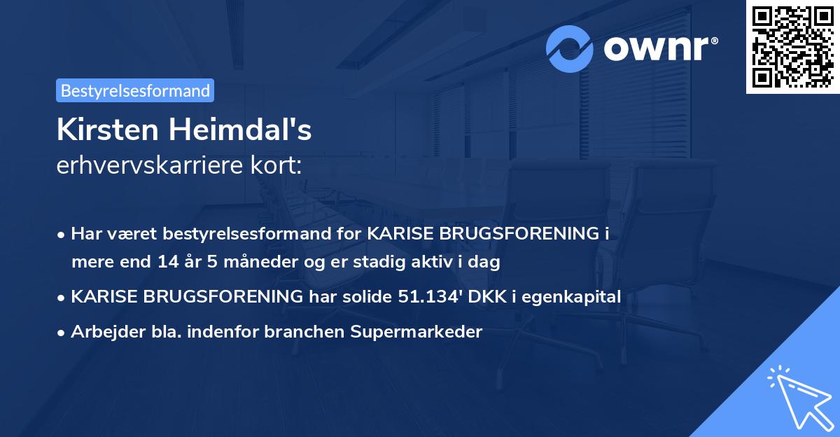 Kirsten Heimdal's erhvervskarriere kort