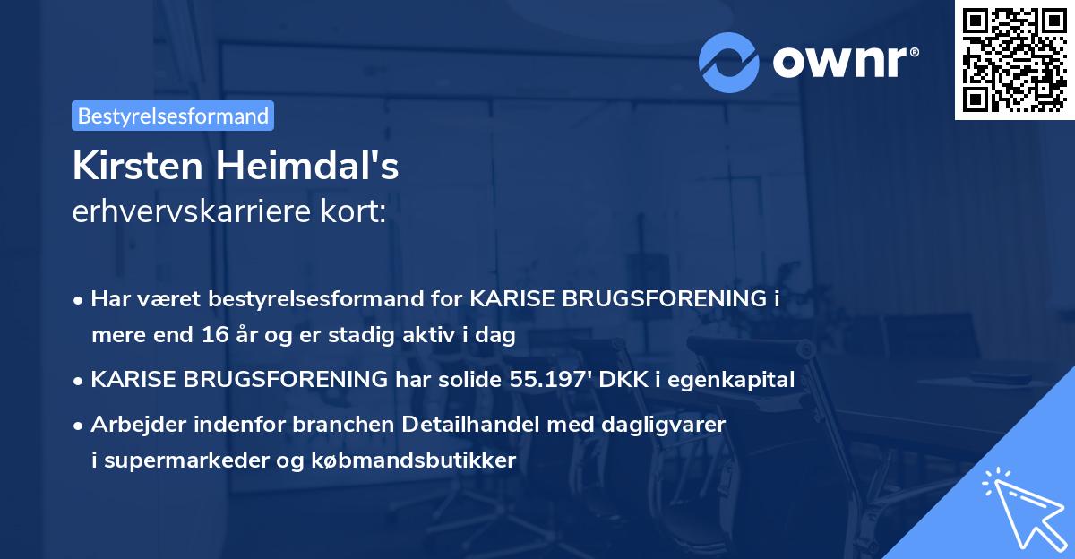 Kirsten Heimdal's erhvervskarriere kort