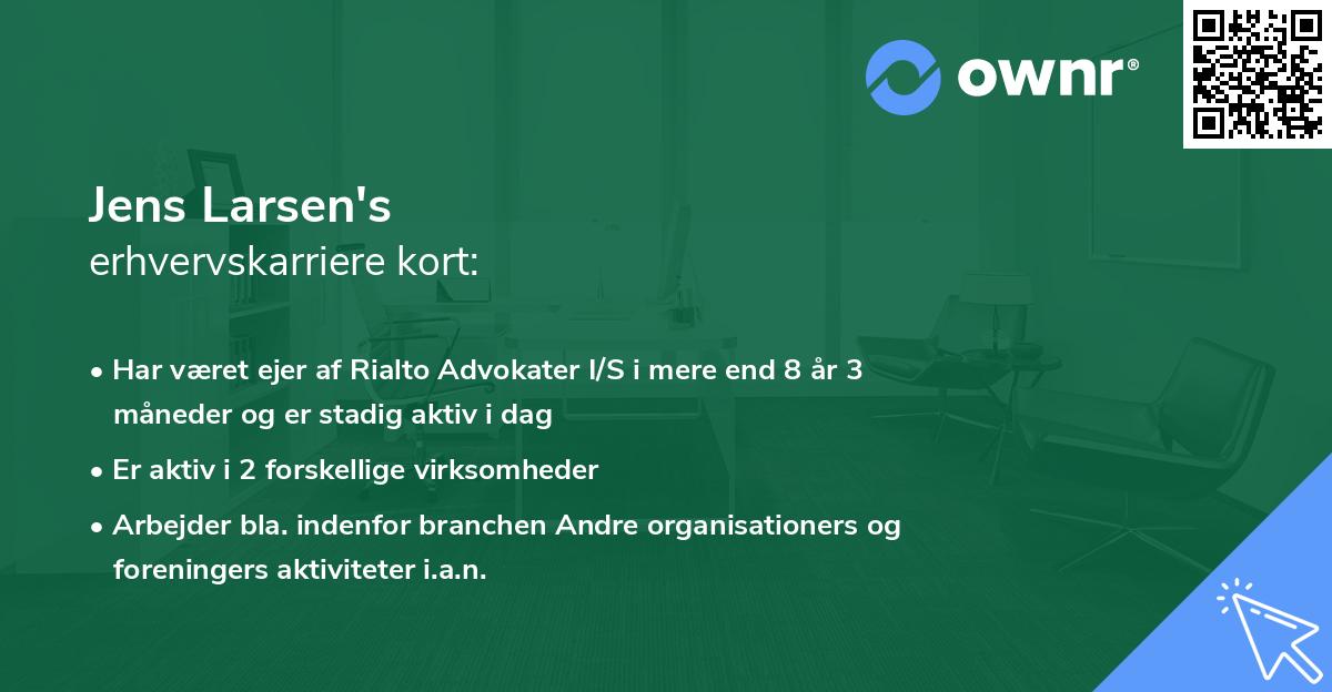 Jens Larsen's erhvervskarriere kort