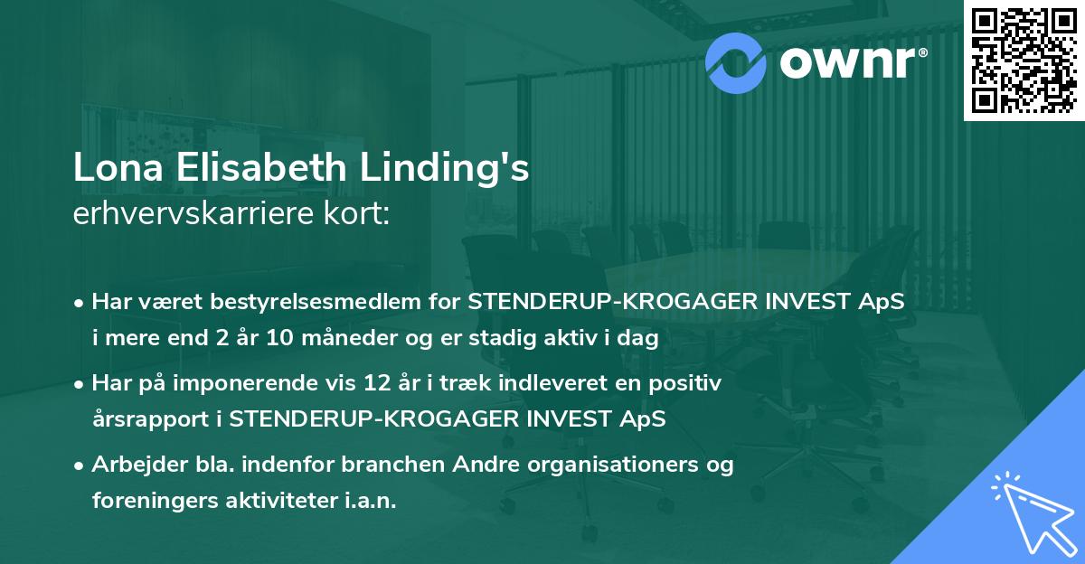 Lona Elisabeth Linding's erhvervskarriere kort