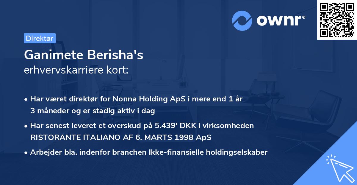 Ganimete Berisha's erhvervskarriere kort