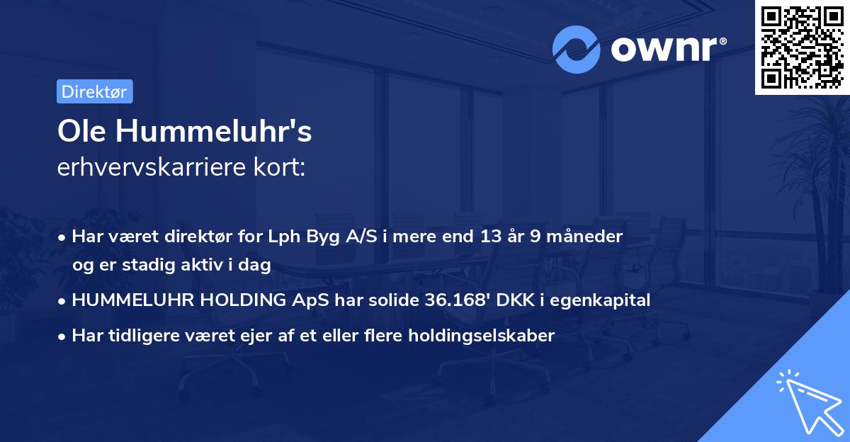 Ole Hummeluhr's erhvervskarriere kort