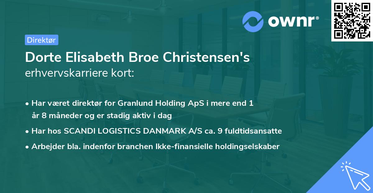 Dorte Elisabeth Broe Christensen's erhvervskarriere kort