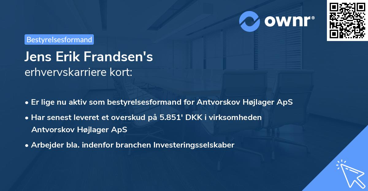 Jens Erik Frandsen's erhvervskarriere kort