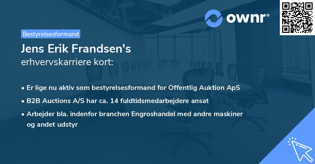 Jens Erik Frandsen's erhvervskarriere kort