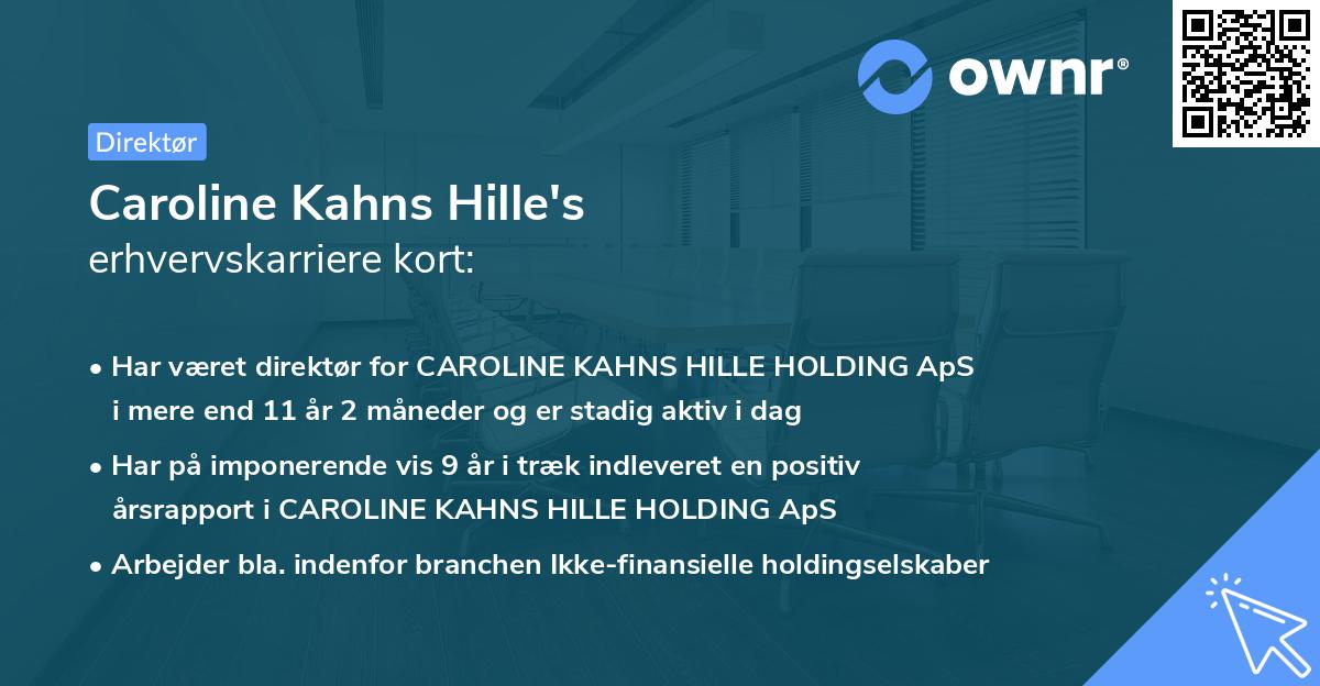 Caroline Kahns Hille's erhvervskarriere kort