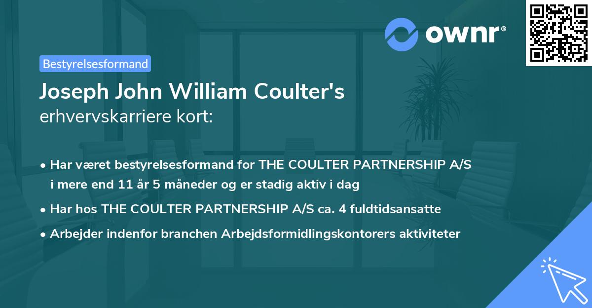 Joseph John William Coulter's erhvervskarriere kort