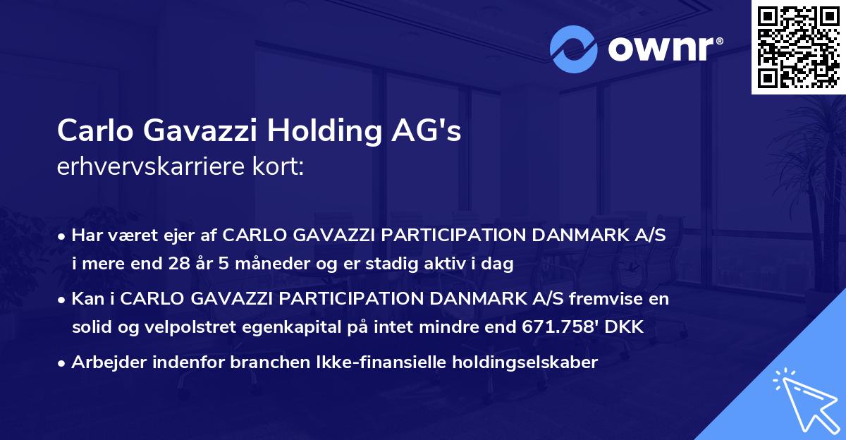 Carlo Gavazzi Holding AG's erhvervskarriere kort