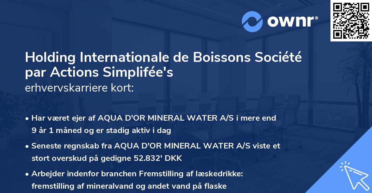 Holding Internationale de Boissons Société par Actions Simplifée's erhvervskarriere kort