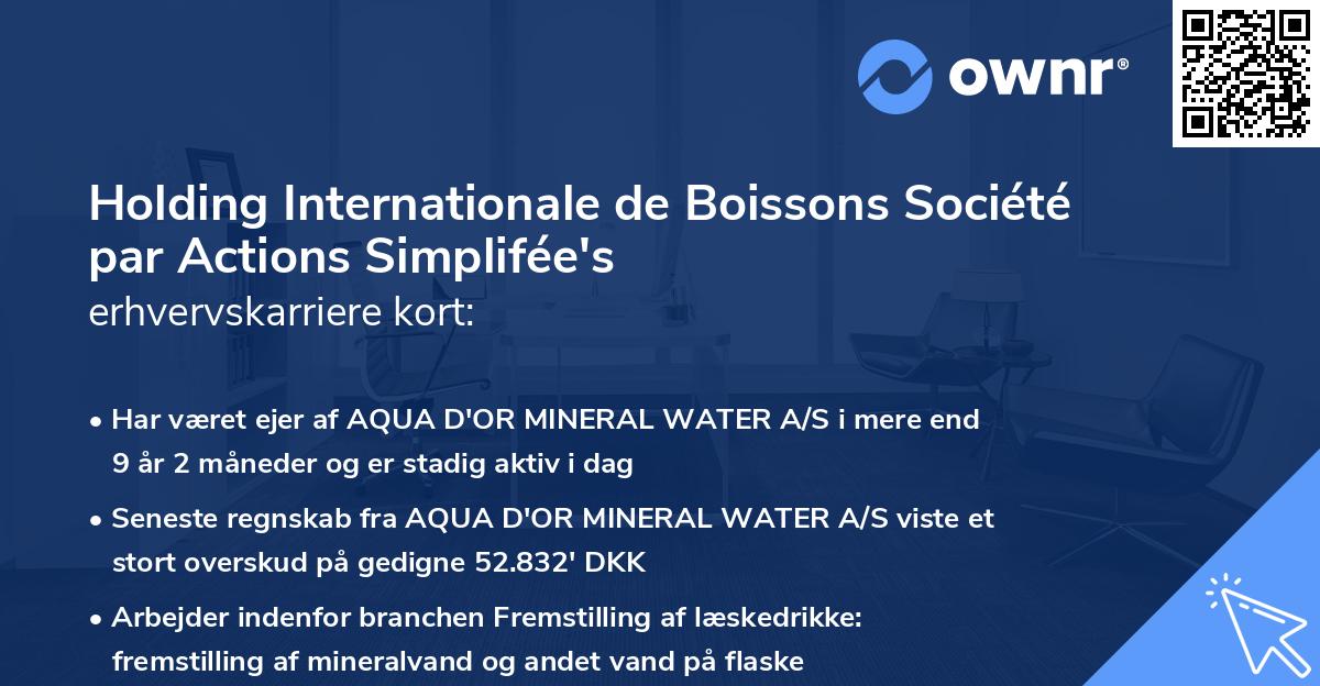 Holding Internationale de Boissons Société par Actions Simplifée's erhvervskarriere kort