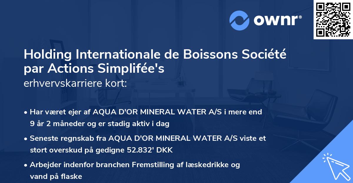 Holding Internationale de Boissons Société par Actions Simplifée's erhvervskarriere kort