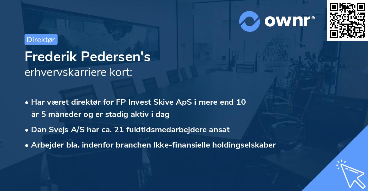 Frederik Pedersen's erhvervskarriere kort