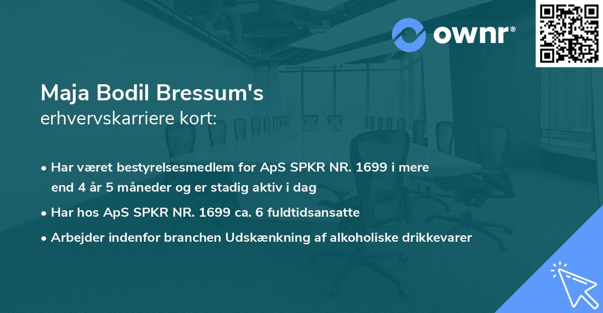 Maja Bodil Bressum's erhvervskarriere kort