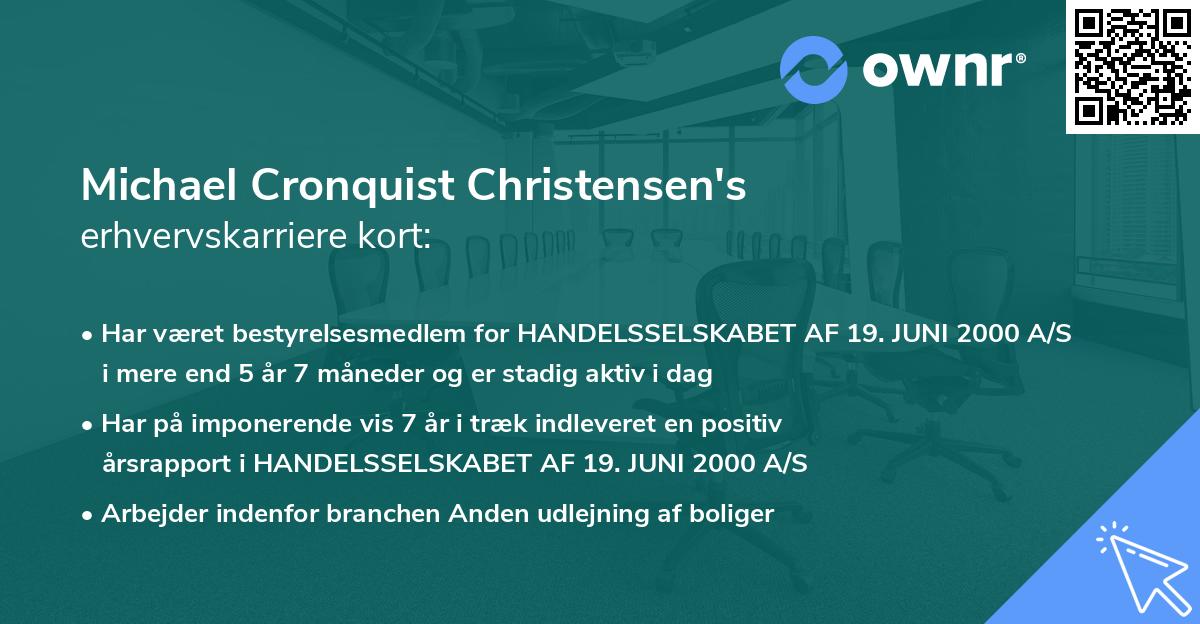 Michael Cronquist Christensen's erhvervskarriere kort