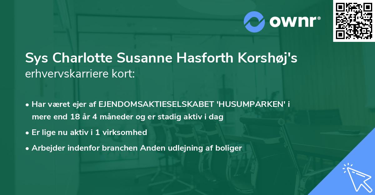 Sys Charlotte Susanne Hasforth Korshøj's erhvervskarriere kort