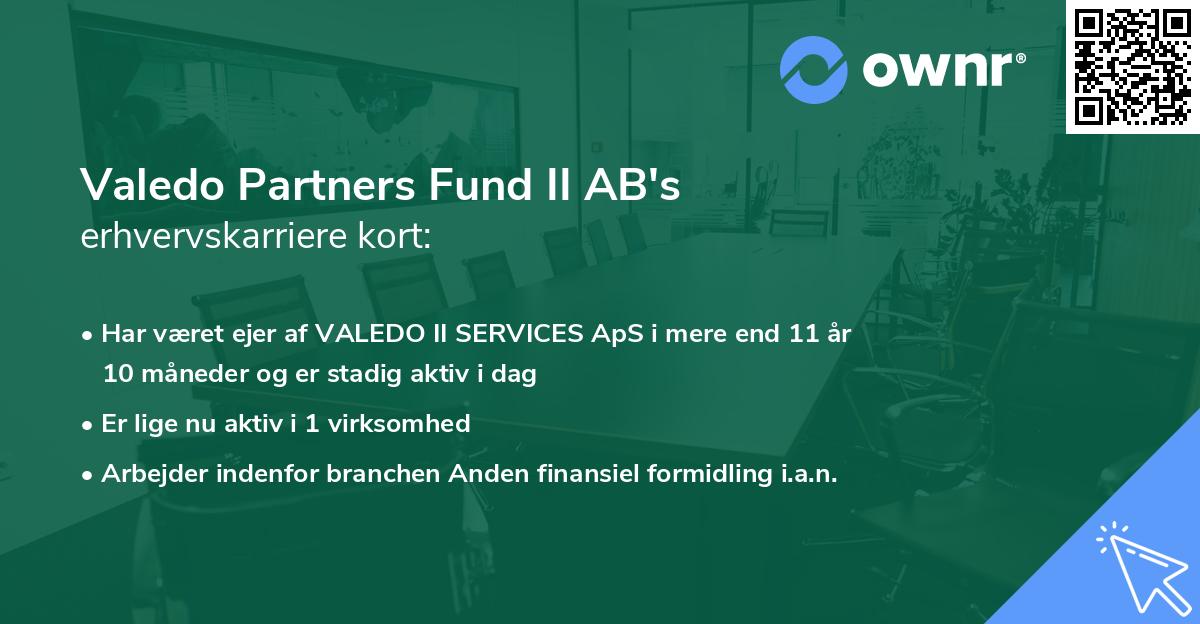 Valedo Partners Fund II AB's erhvervskarriere kort