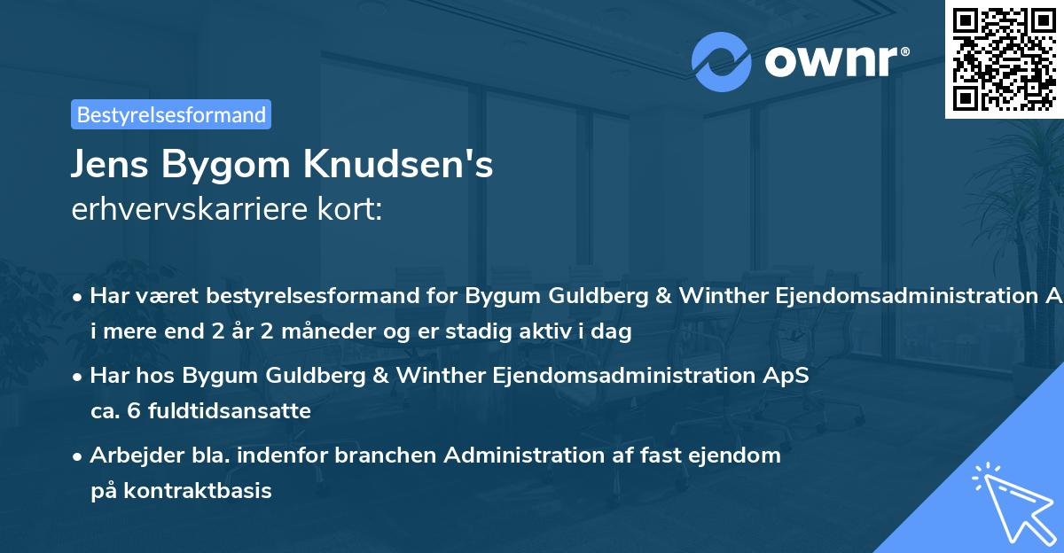 Jens Bygom Knudsen's erhvervskarriere kort