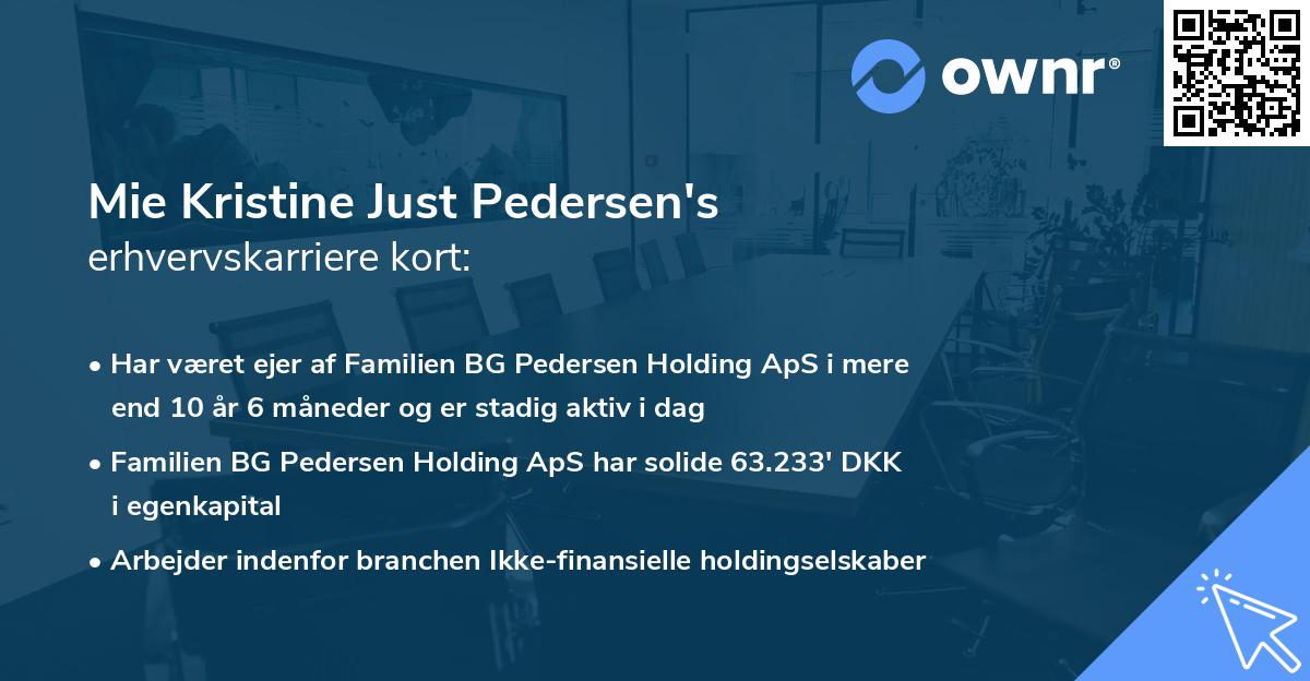 Mie Kristine Just Pedersen's erhvervskarriere kort