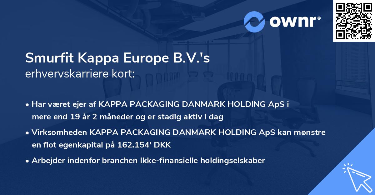 Smurfit Kappa Europe B.V.'s erhvervskarriere kort