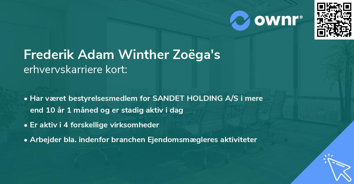 Frederik Adam Winther Zoëga's erhvervskarriere kort