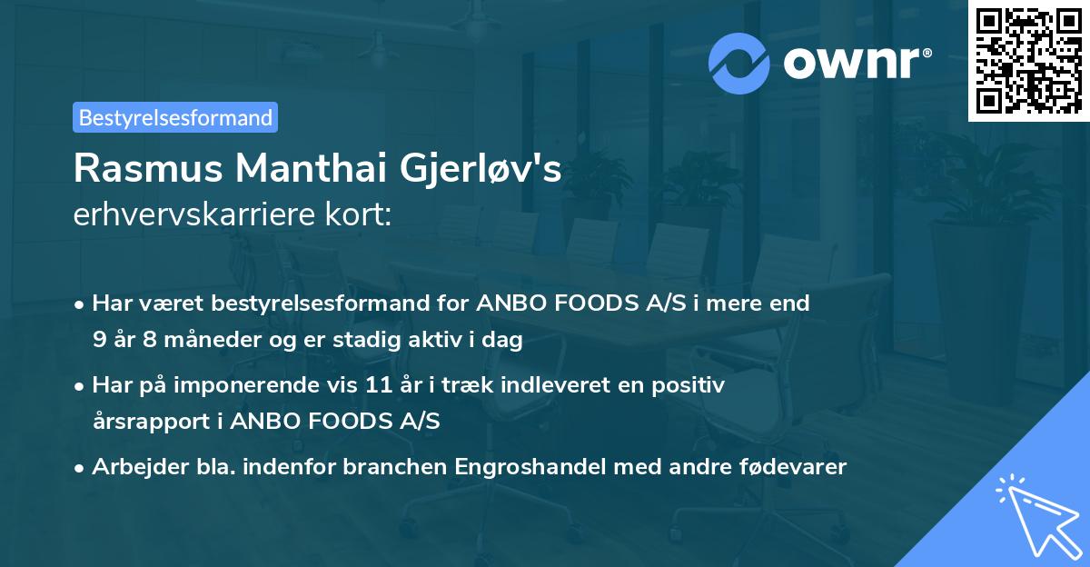 Rasmus Manthai Gjerløv's erhvervskarriere kort