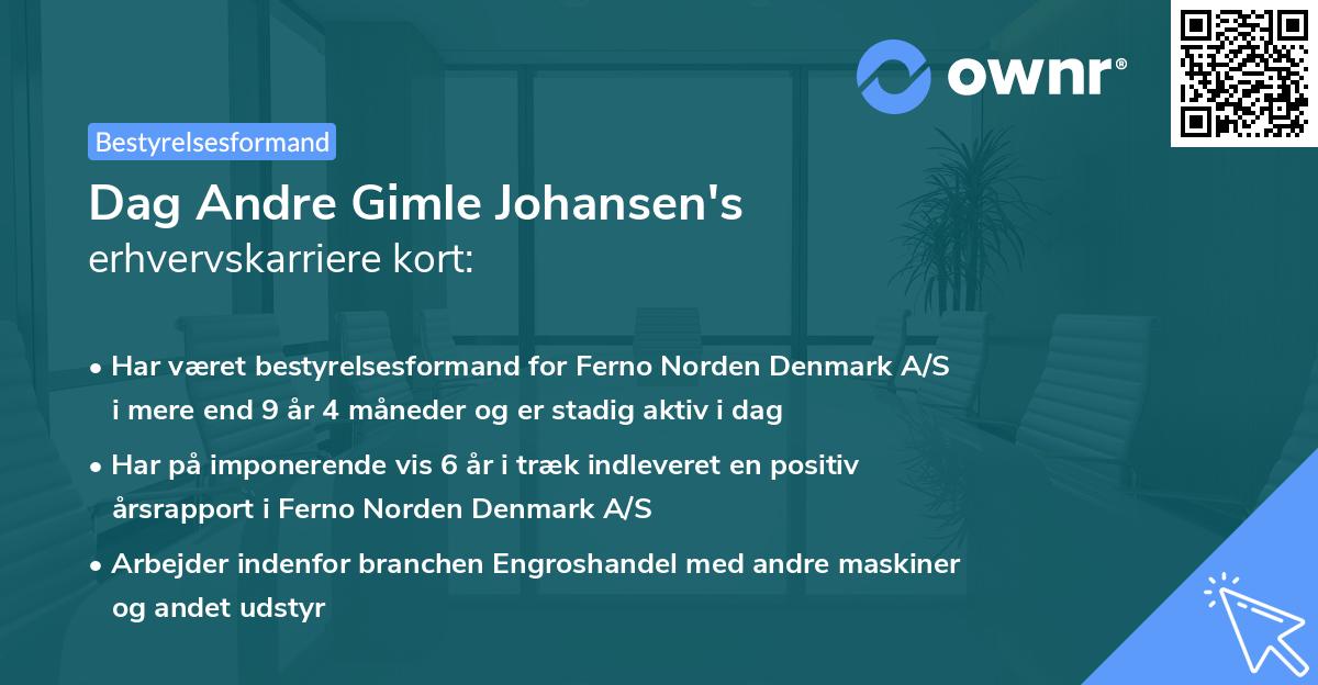 Dag Andre Gimle Johansen's erhvervskarriere kort