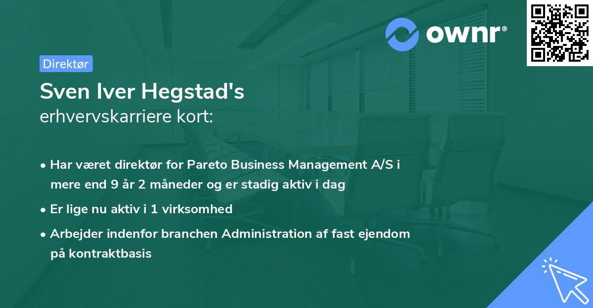 Sven Iver Hegstad's erhvervskarriere kort