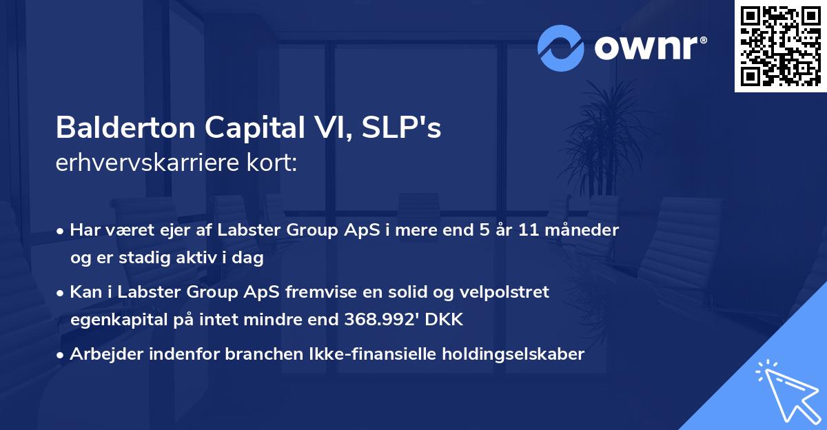 Balderton Capital VI, SLP's erhvervskarriere kort