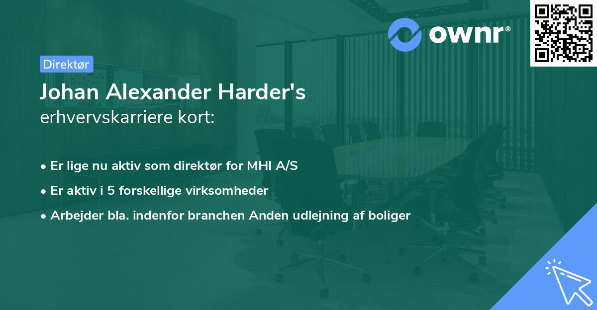 Johan Alexander Harder's erhvervskarriere kort