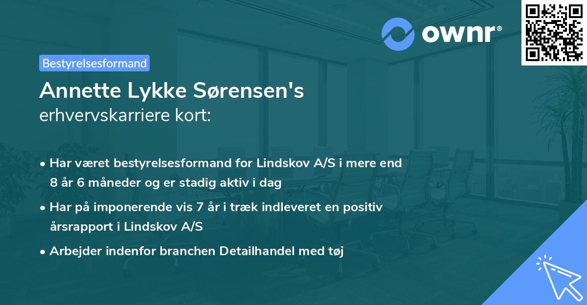 Annette Lykke Sørensen's erhvervskarriere kort