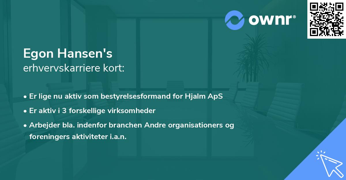 Egon Hansen's erhvervskarriere kort