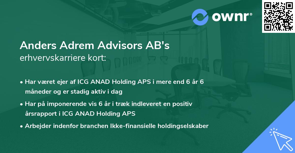 Anders Adrem Advisors AB's erhvervskarriere kort