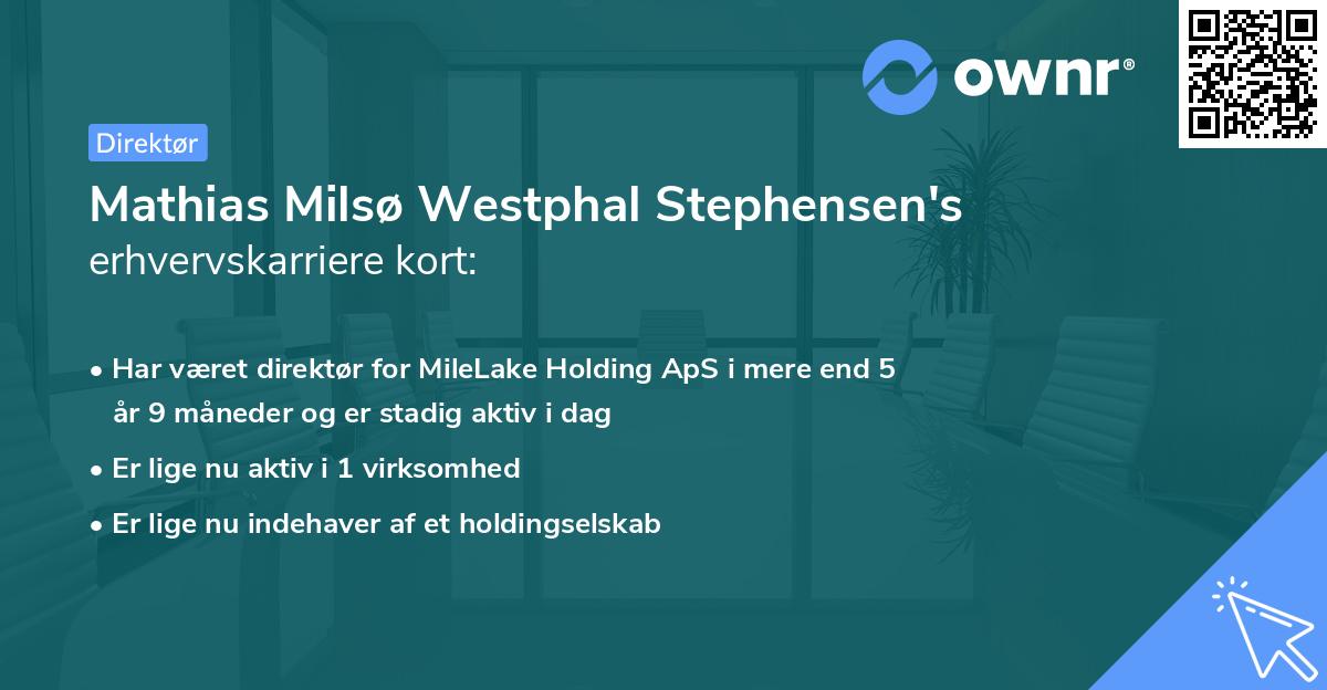 Mathias Milsø Westphal Stephensen's erhvervskarriere kort