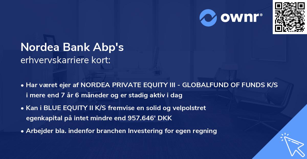 Nordea Bank Abp's erhvervskarriere kort