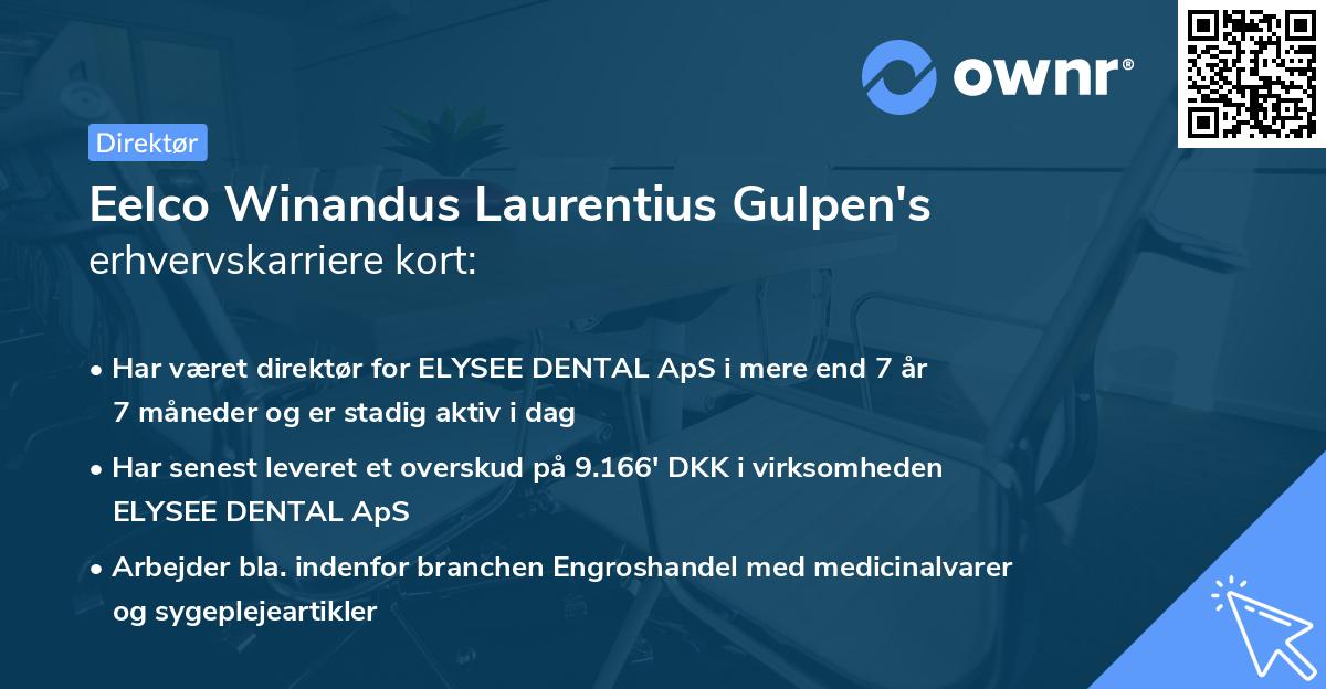 Eelco Winandus Laurentius Gulpen's erhvervskarriere kort