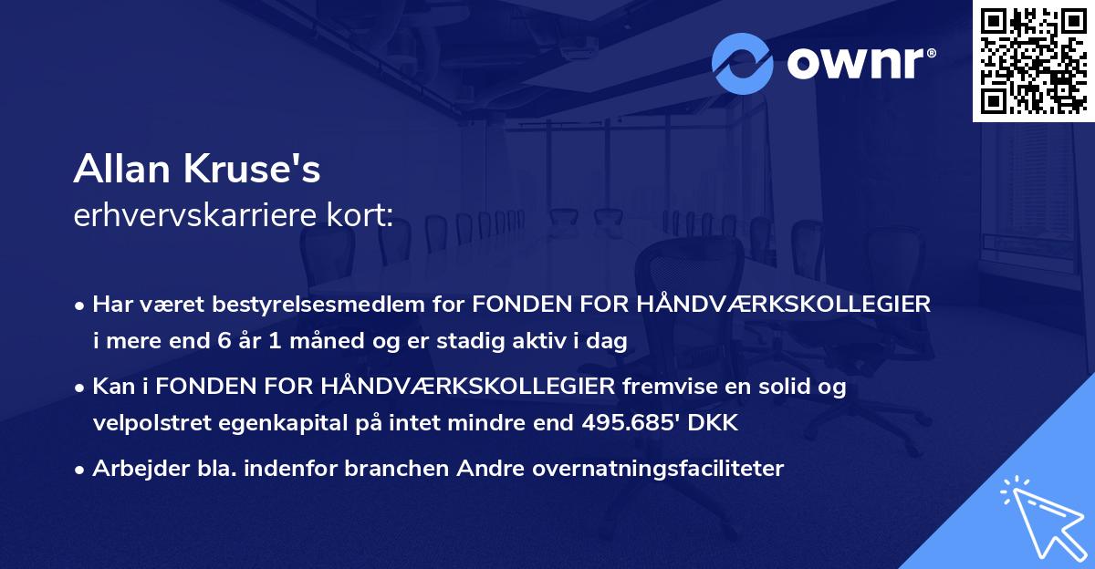 Allan Kruse's erhvervskarriere kort
