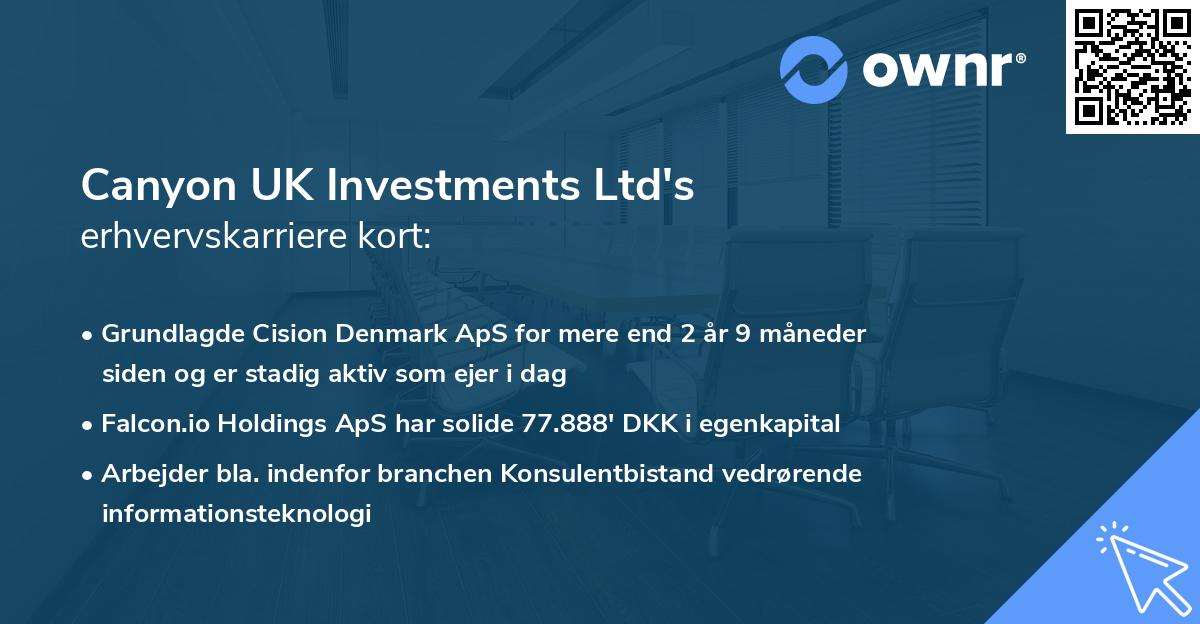 Canyon UK Investments Ltd's erhvervskarriere kort