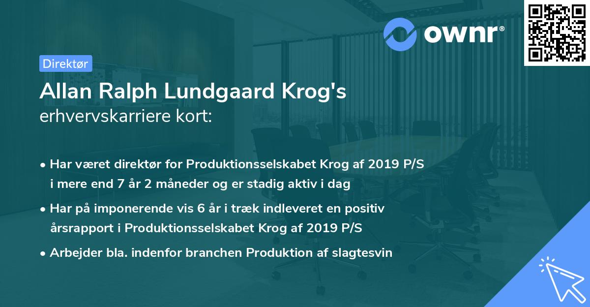 Allan Ralph Lundgaard Krog's erhvervskarriere kort