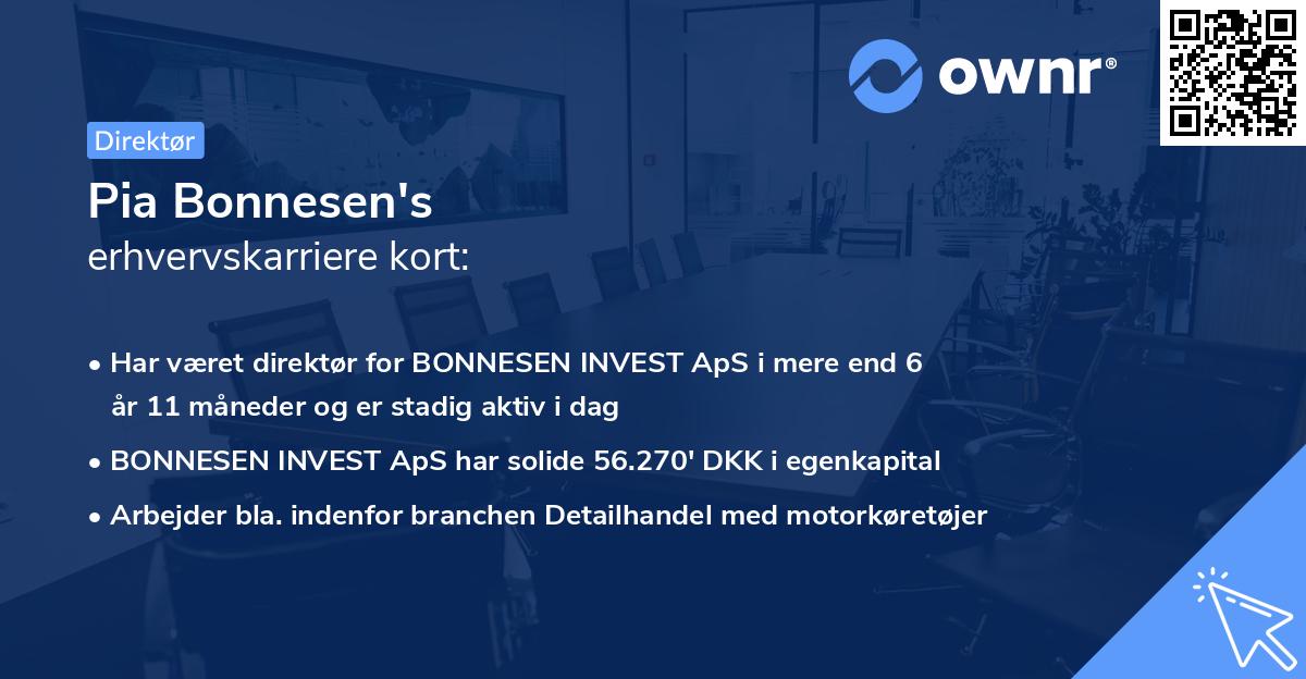 Pia Bonnesen's erhvervskarriere kort
