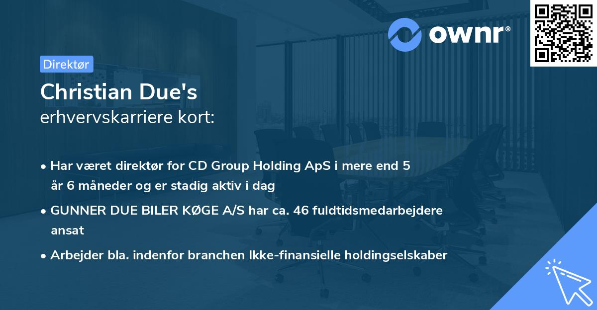 Christian Due's erhvervskarriere kort