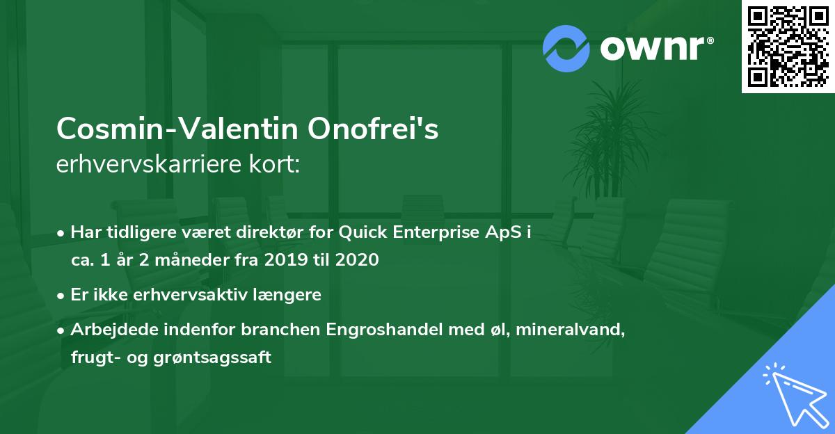 Cosmin-Valentin Onofrei's erhvervskarriere kort