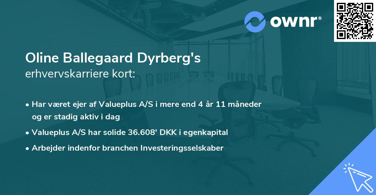 Oline Ballegaard Dyrberg's erhvervskarriere kort