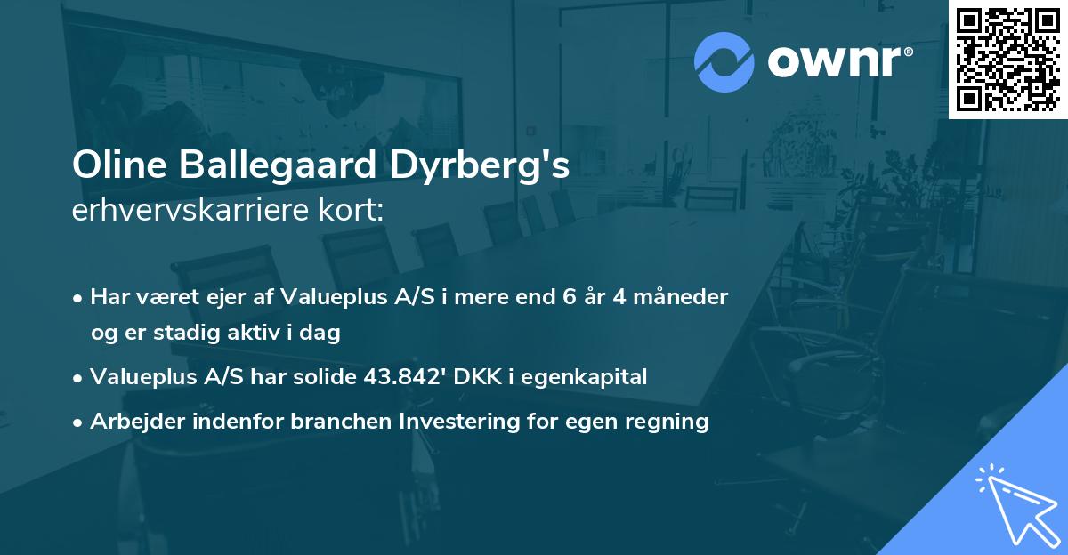Oline Ballegaard Dyrberg's erhvervskarriere kort