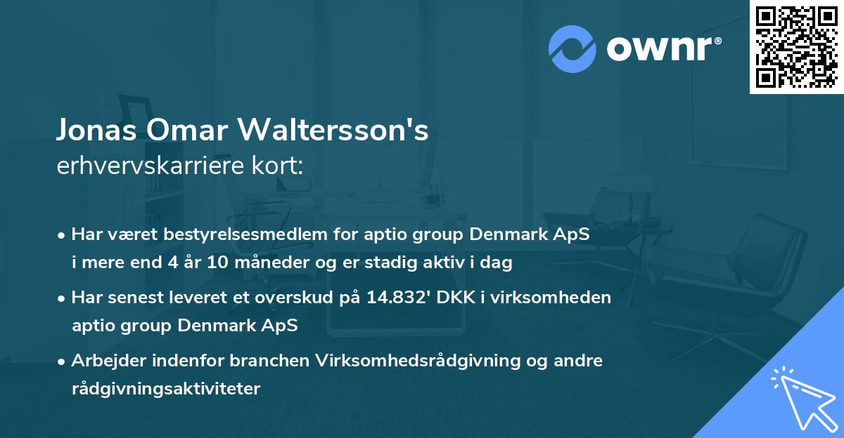 Jonas Omar Waltersson's erhvervskarriere kort