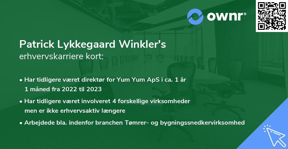 Patrick Lykkegaard Winkler's erhvervskarriere kort