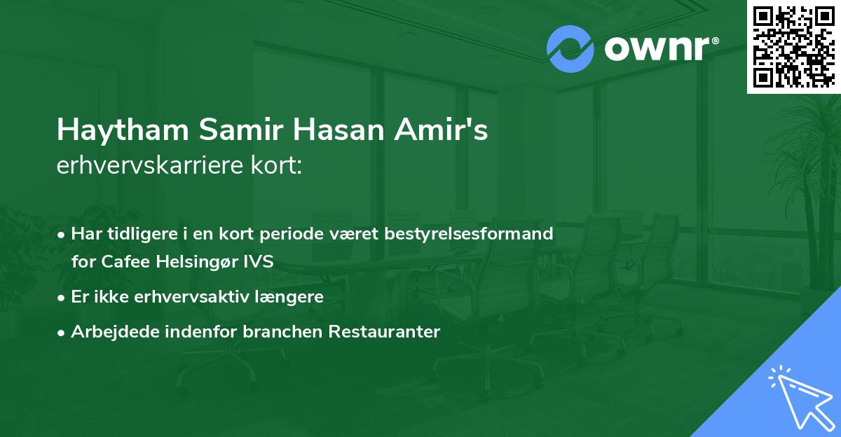 Haytham Samir Hasan Amir's erhvervskarriere kort